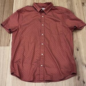 Mutual Weave Men’s Button-Up Shirt Size XL Red Short Sleeve Cotton Stretch